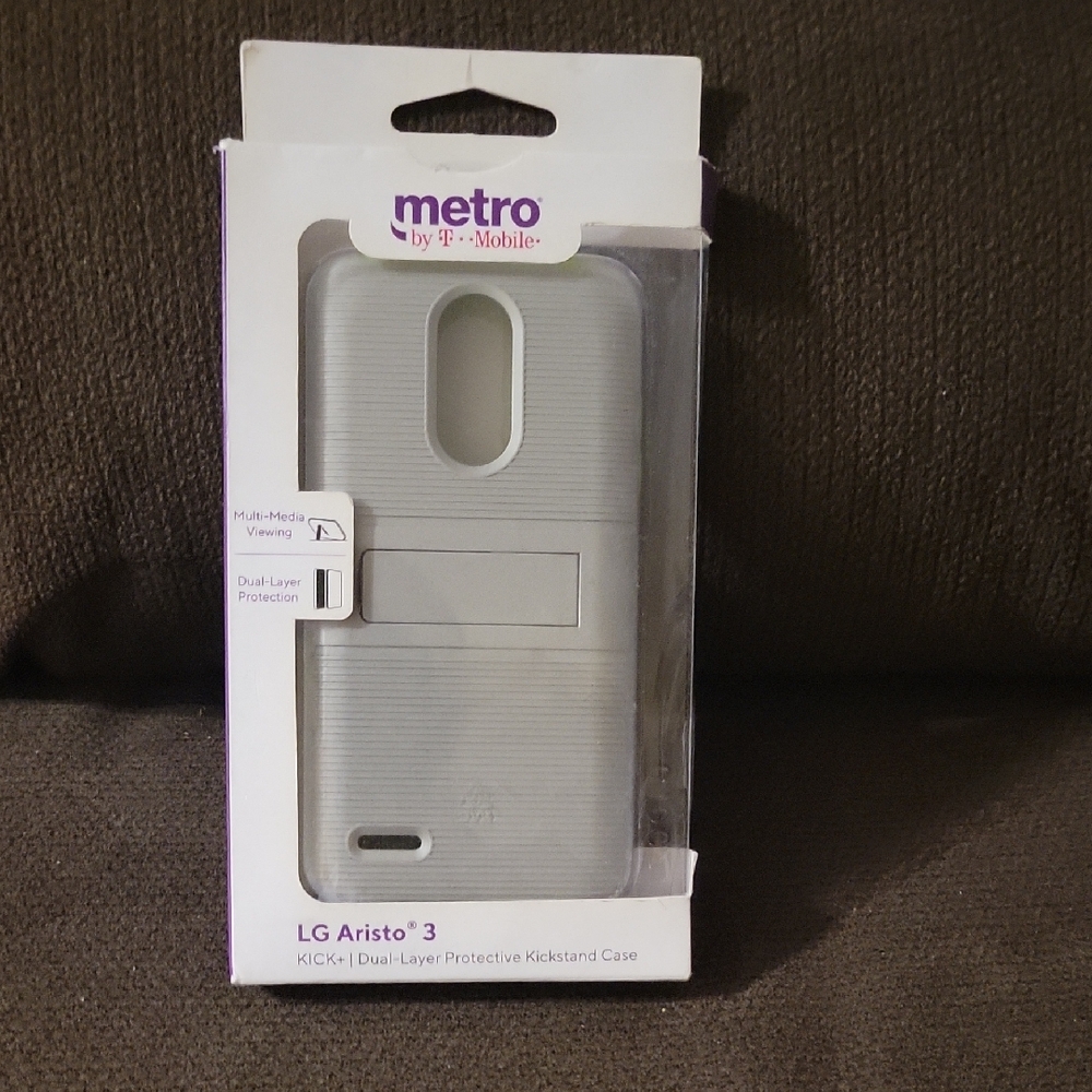 LG Aristo 3 Dual-Layer Case with Kickstand - Gray